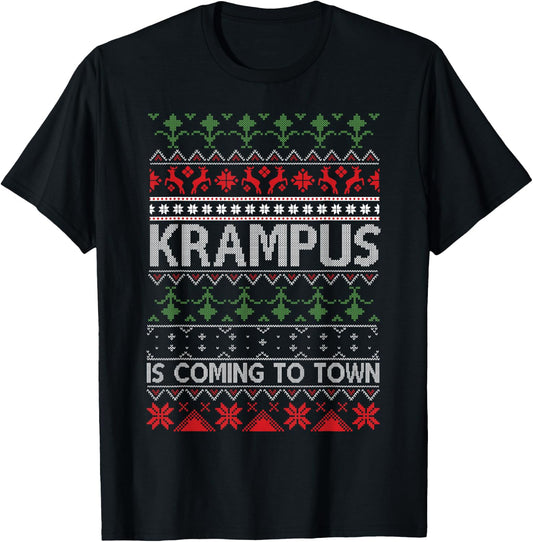 Merry Krampus Christmas Krampus Is Coming To Town T-Shirt - T-Shirt | Black