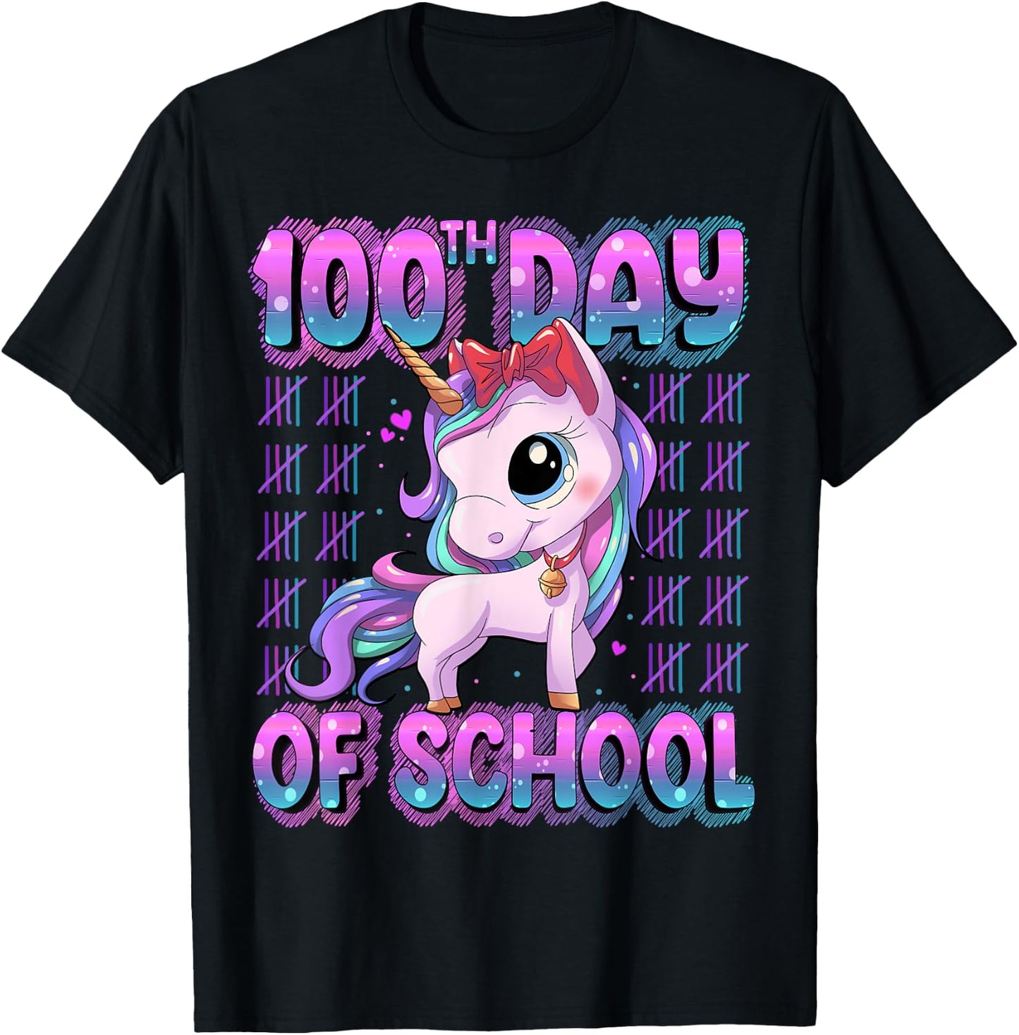 100 Days Of School Shirt Unicorn 100 Days Smarter 100th Day T-Shirt - T-Shirt | Black