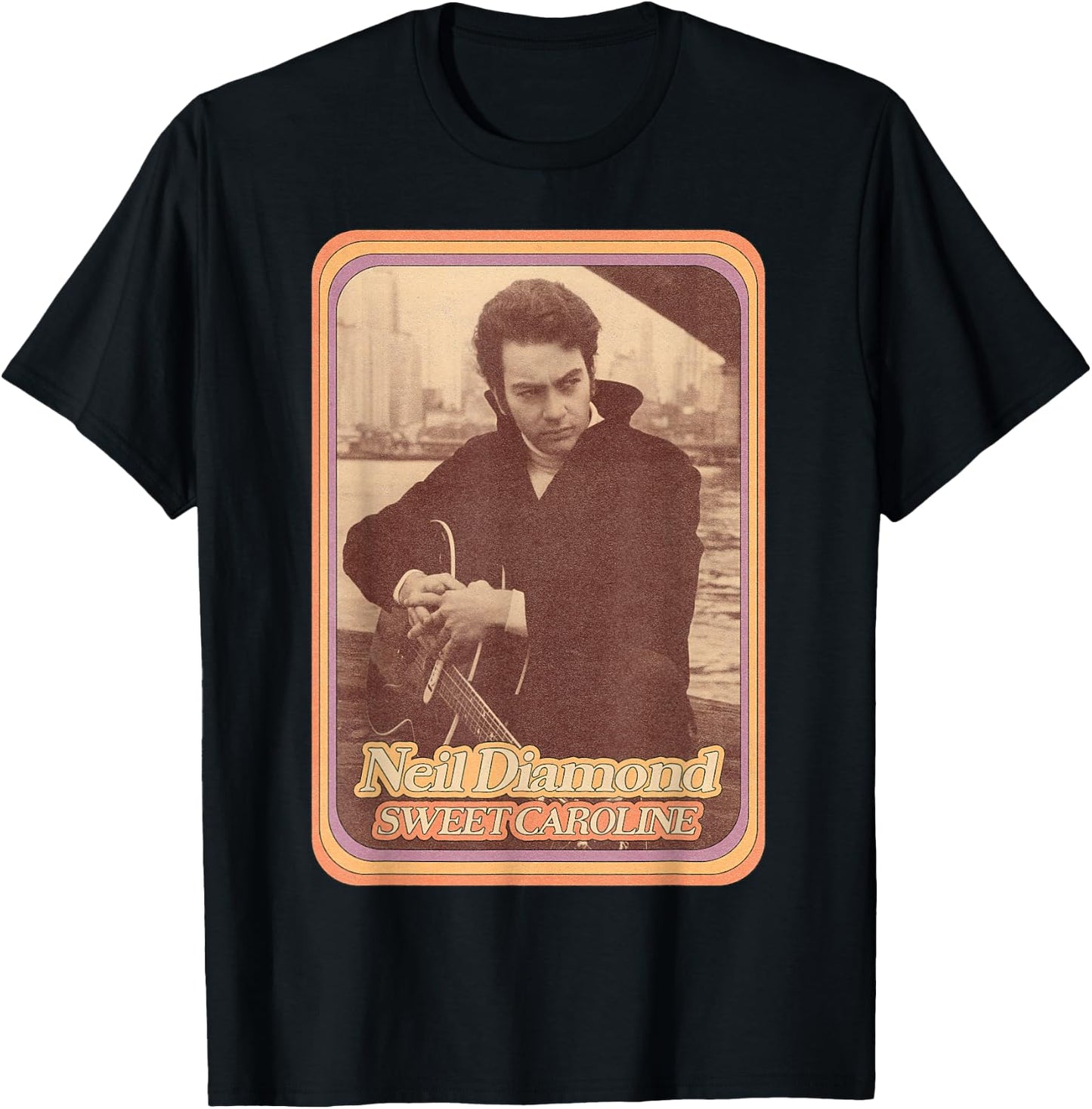 Official Neil Diamond Guitar Photo T-Shirt - T-Shirt | Black