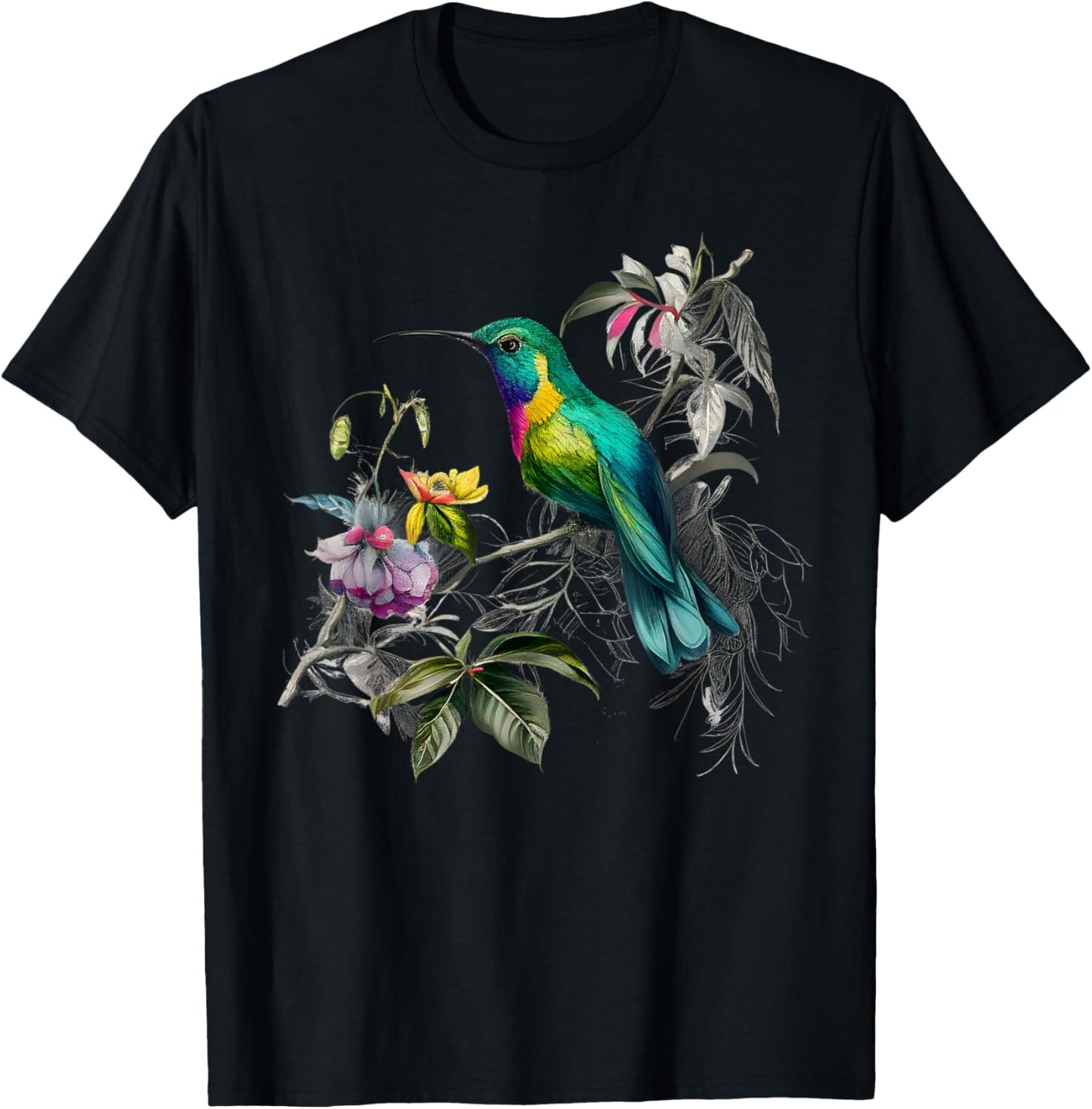 Vintage Hummingbird Illustration Women Backyard Birders T-Shirt - T-Shirt | Black