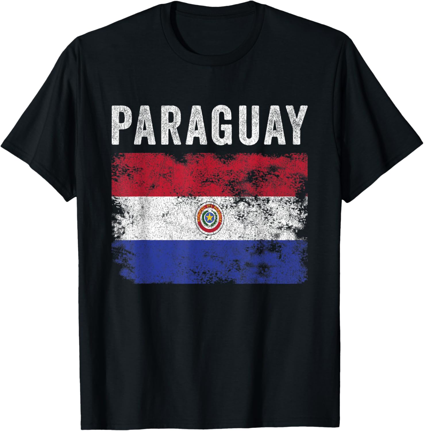 Paraguay Flag Distressed - Men Women Kids - Paraguayan Flag T-Shirt - T-Shirt | Black