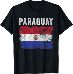Paraguay Flag Distressed - Men Women Kids - Paraguayan Flag T-Shirt - T-Shirt | Black