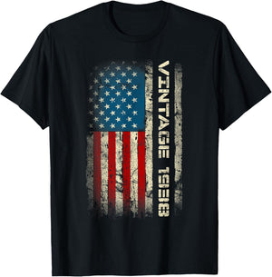 Retro 1938 85th Birthday 85 Years Old US Flag T-Shirt - T-Shirt | Black