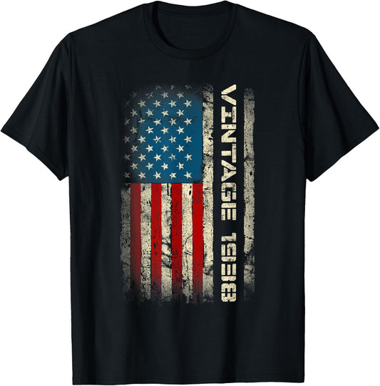 Retro 1938 85th Birthday 85 Years Old US Flag T-Shirt - T-Shirt | Black