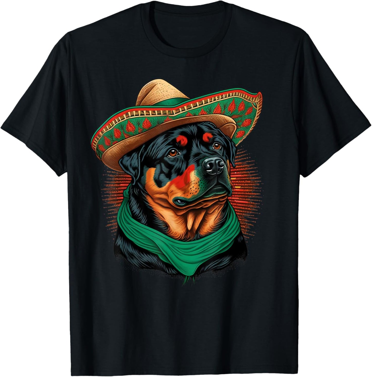 Mexico Cinco de Mayo Sombrero Mexican Rottweiler T-Shirt - T-Shirt | Black