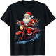 Santa Claus Riding Motorcycle Biking Funny Xmas Party T-Shirt - T-Shirt | Black