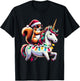 Christmas Lights Squirrel Riding Unicorn T-Shirt - T-Shirt | Black