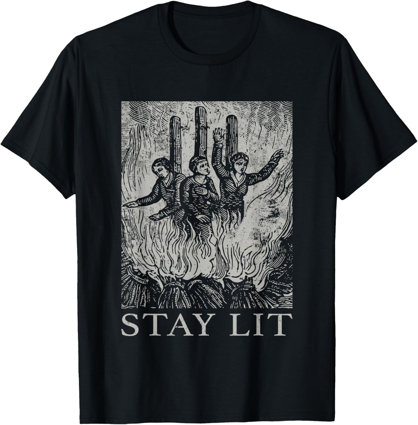 Occult Stay Lit Satan Devil Hell Unholy Antichrist Witch T-Shirt - T-Shirt | Black