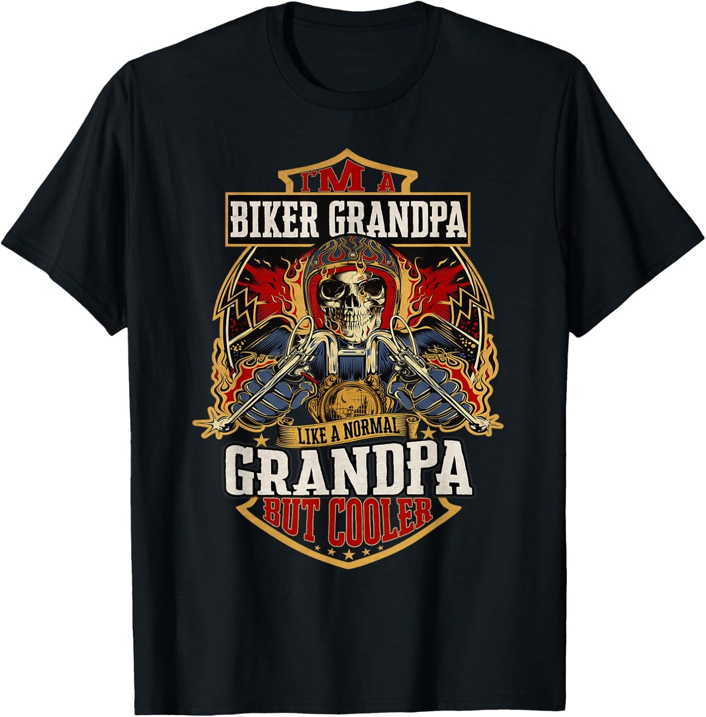 Biker Grandpa Like a Normal Grandpa But Cooler Father's Day T-Shirt - T-Shirt | Black