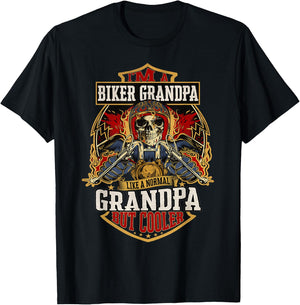 Biker Grandpa Like a Normal Grandpa But Cooler Father's Day T-Shirt - T-Shirt | Black
