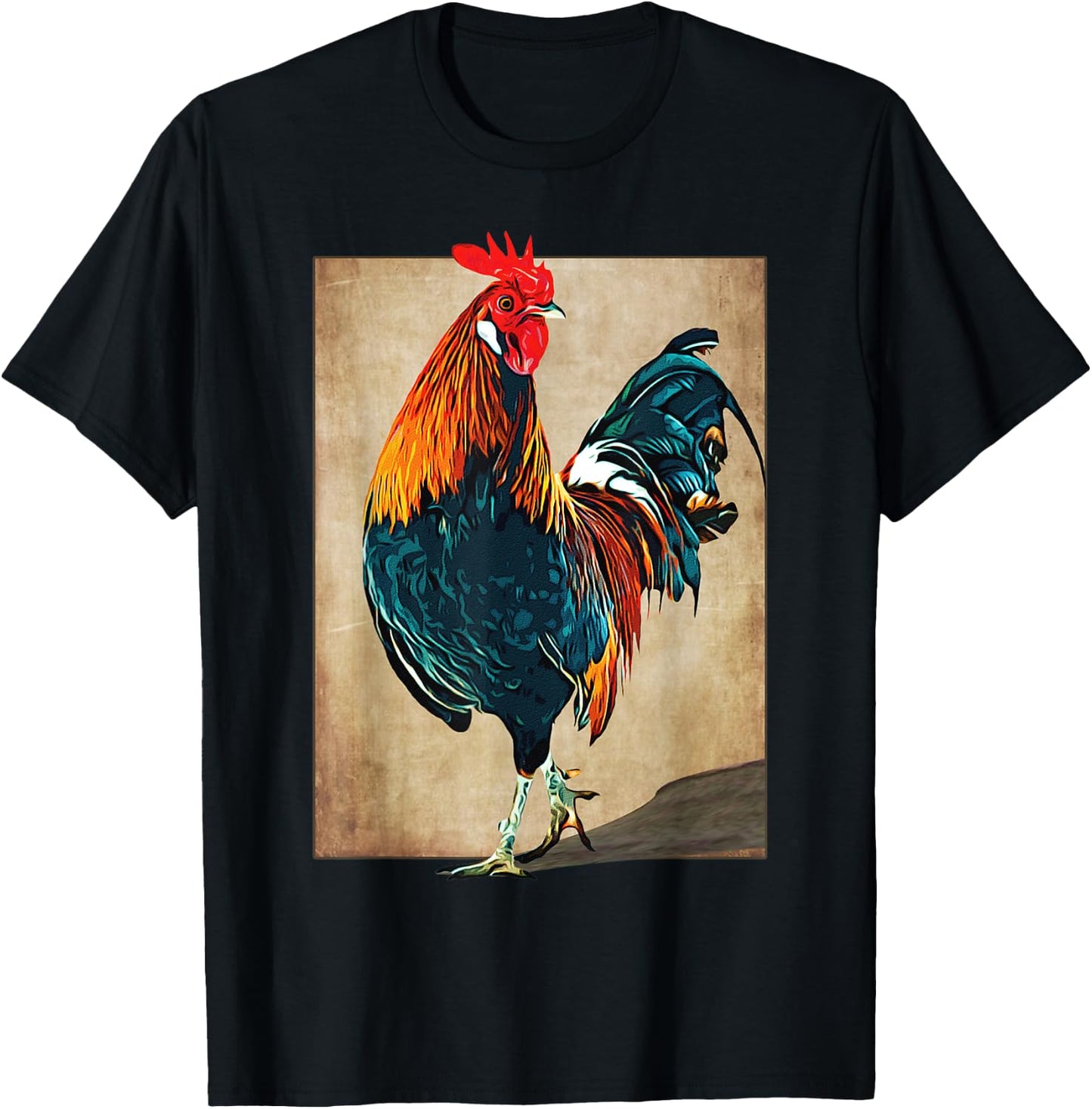 Rooster Male Chickens Awesome Cock Vintage T-Shirt - T-Shirt | Black