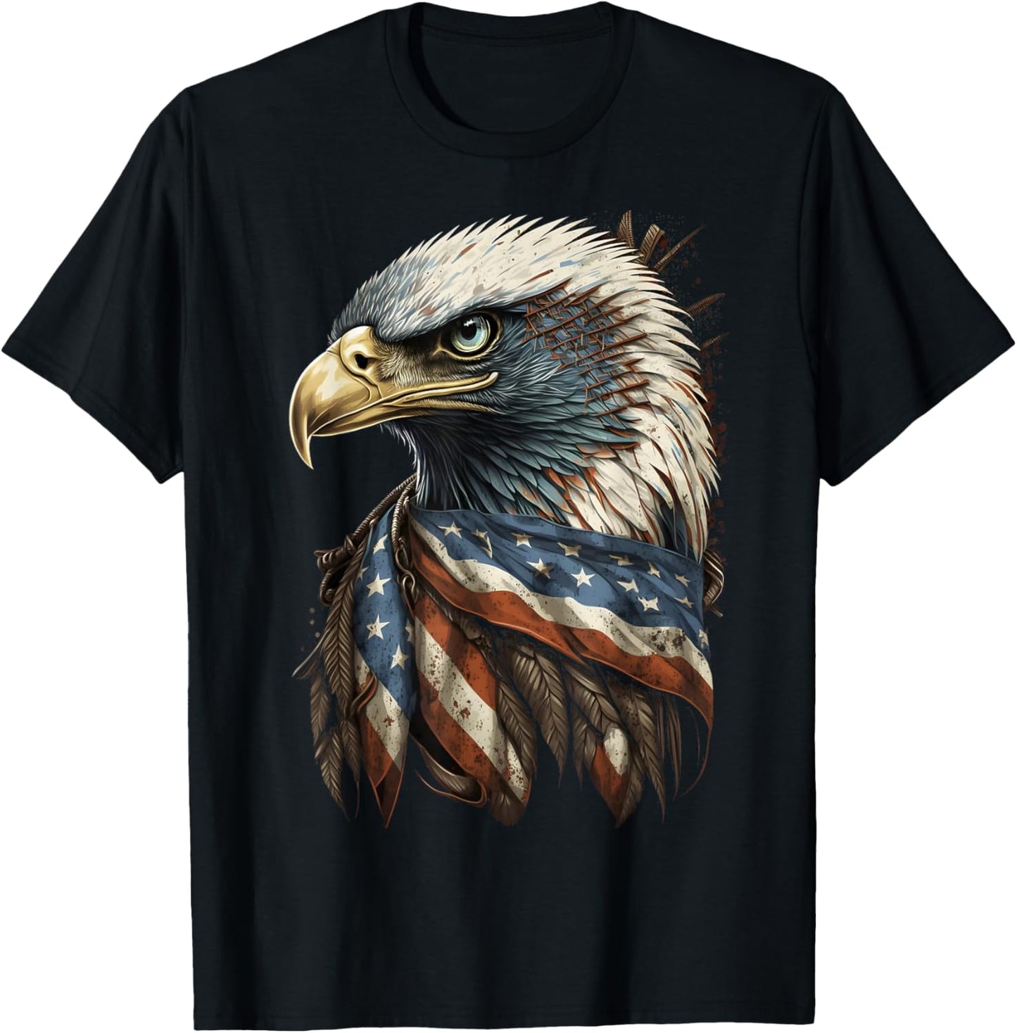 Patriotic Bald Eagle 4th Of July Men USA American Flag T-Shirt - T-Shirt | Black