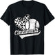 Vintage Cincinnati Baseball Leopard Heart Baseball Fans T-Shirt - T-Shirt | Black