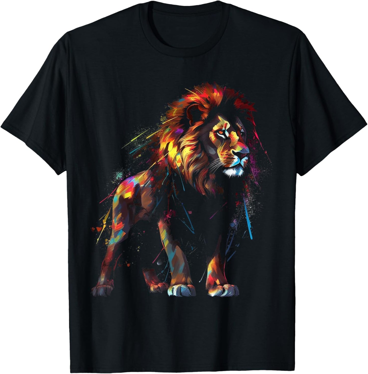 Lion art colourful animal lovers motif zoo lion T-Shirt - T-Shirt | Black