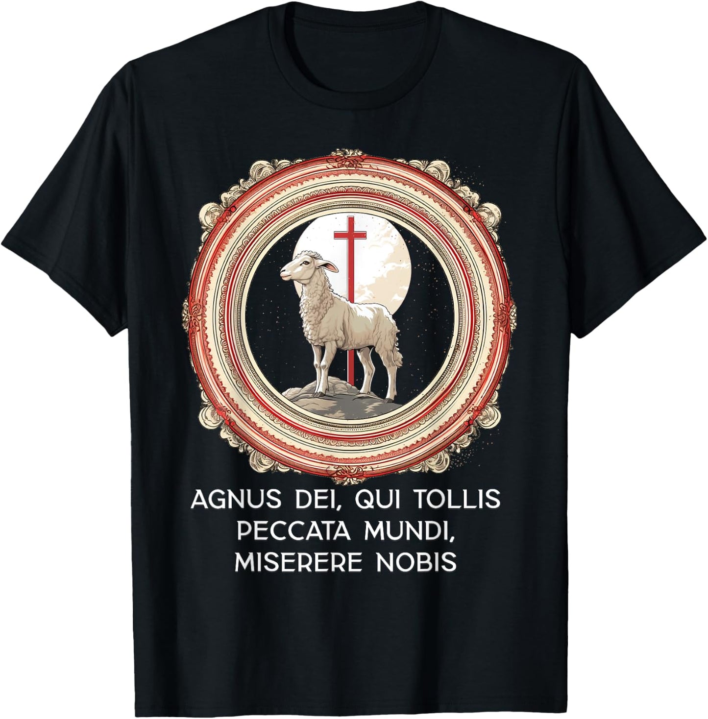 Agnus Dei Sanctus Traditional Latin Mass Catholic T-Shirt - T-Shirt | Black