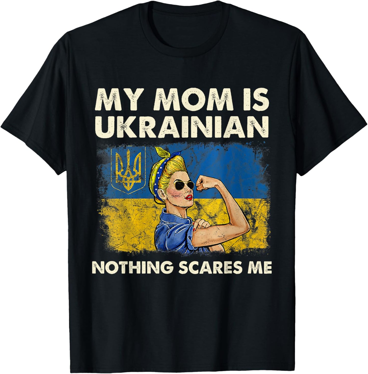 My Mom Is Ukrainian Ukraine Pride Flag Proud of Ukrainian T-Shirt - T-Shirt | Black