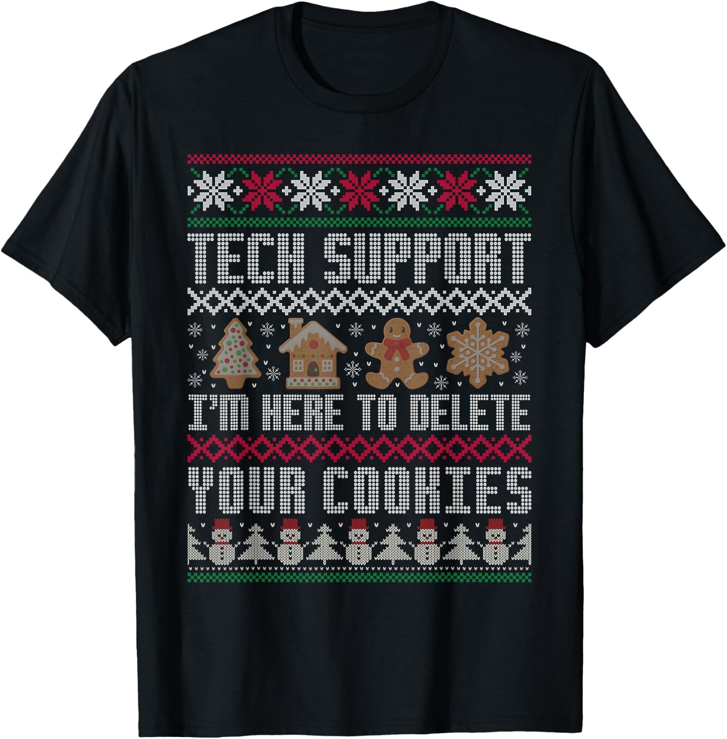 Funny Christmas Tech Support Shirt Computer Programmer Gifts T-Shirt - T-Shirt | Black