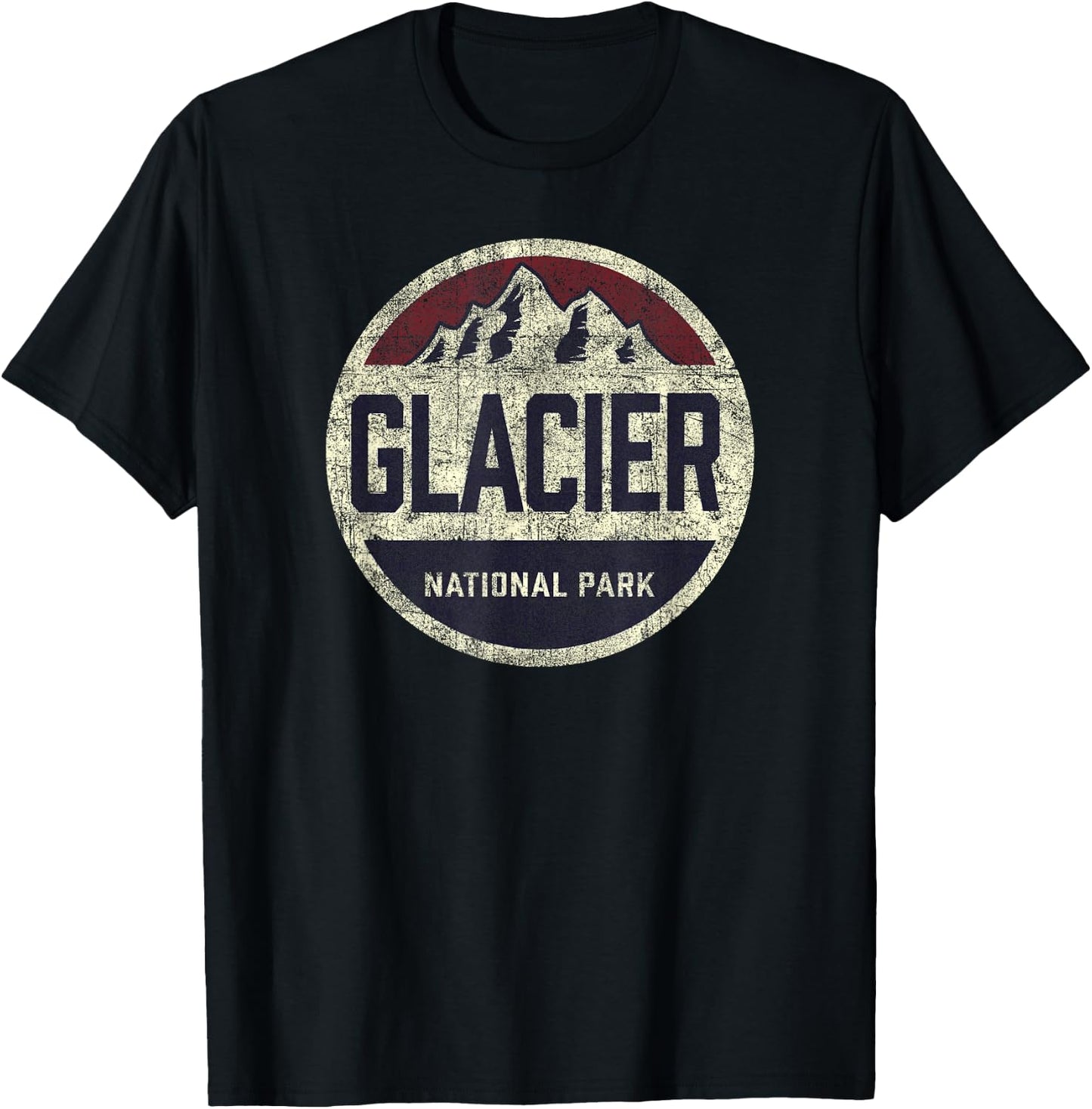 Vintage Glacier National Park Retro Mountain Kids Souvenir T-Shirt - T-Shirt | Black