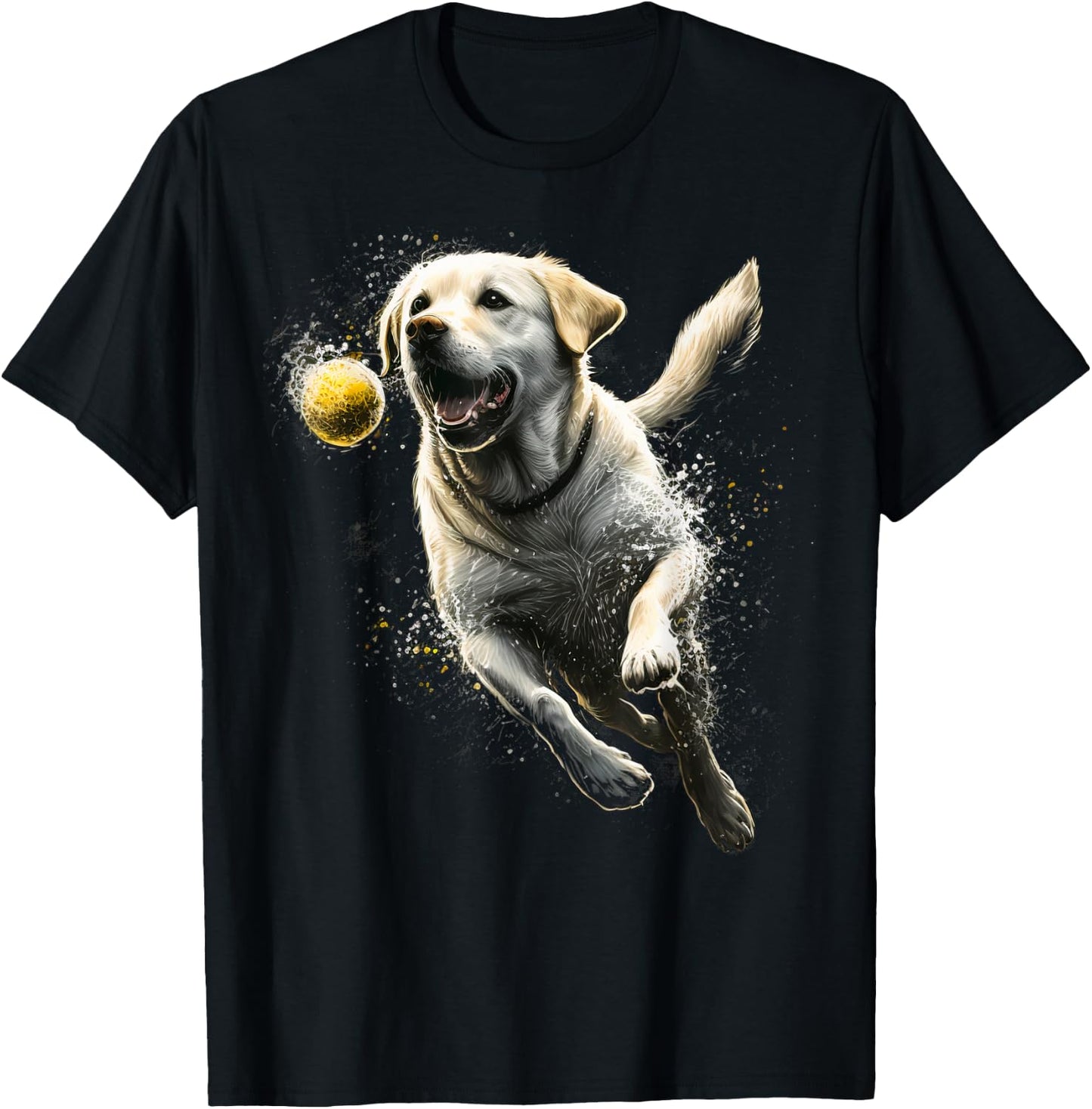 Yellow Labrador Retriever chasing a ball Labrador Retriever T-Shirt - T-Shirt | Black
