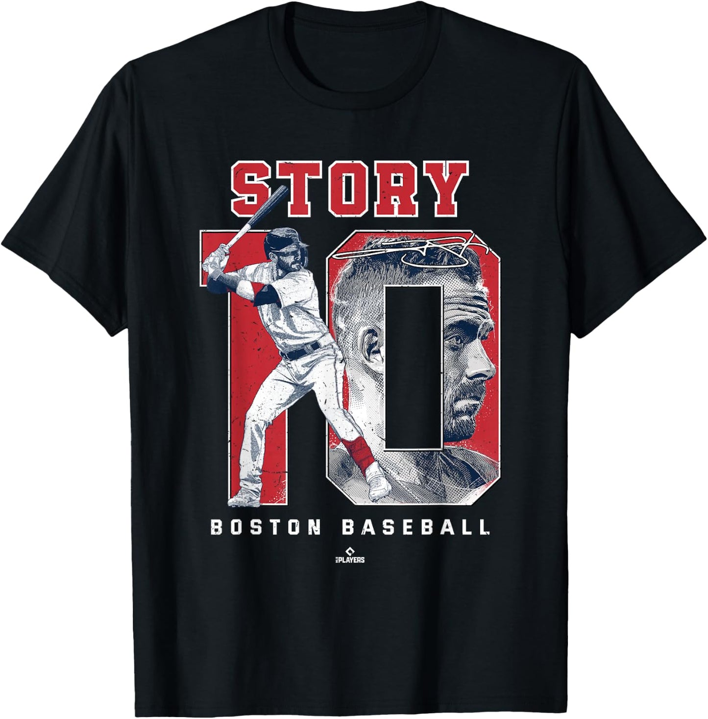 Number and Portrait Trevor Story Boston MLBPA T-Shirt - T-Shirt | Black