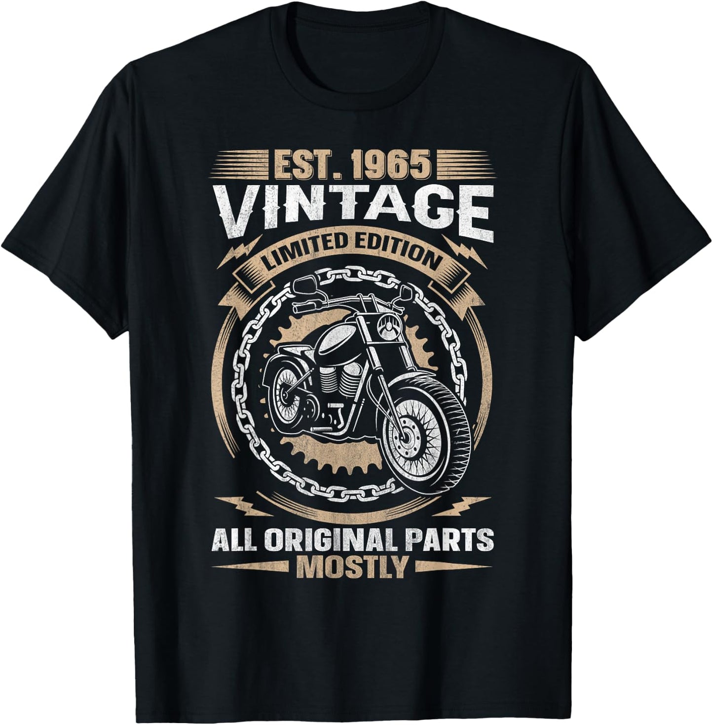 Est 1965 Vintage All Original Parts Motorcycle 59th Birthday T-Shirt - T-Shirt | Black