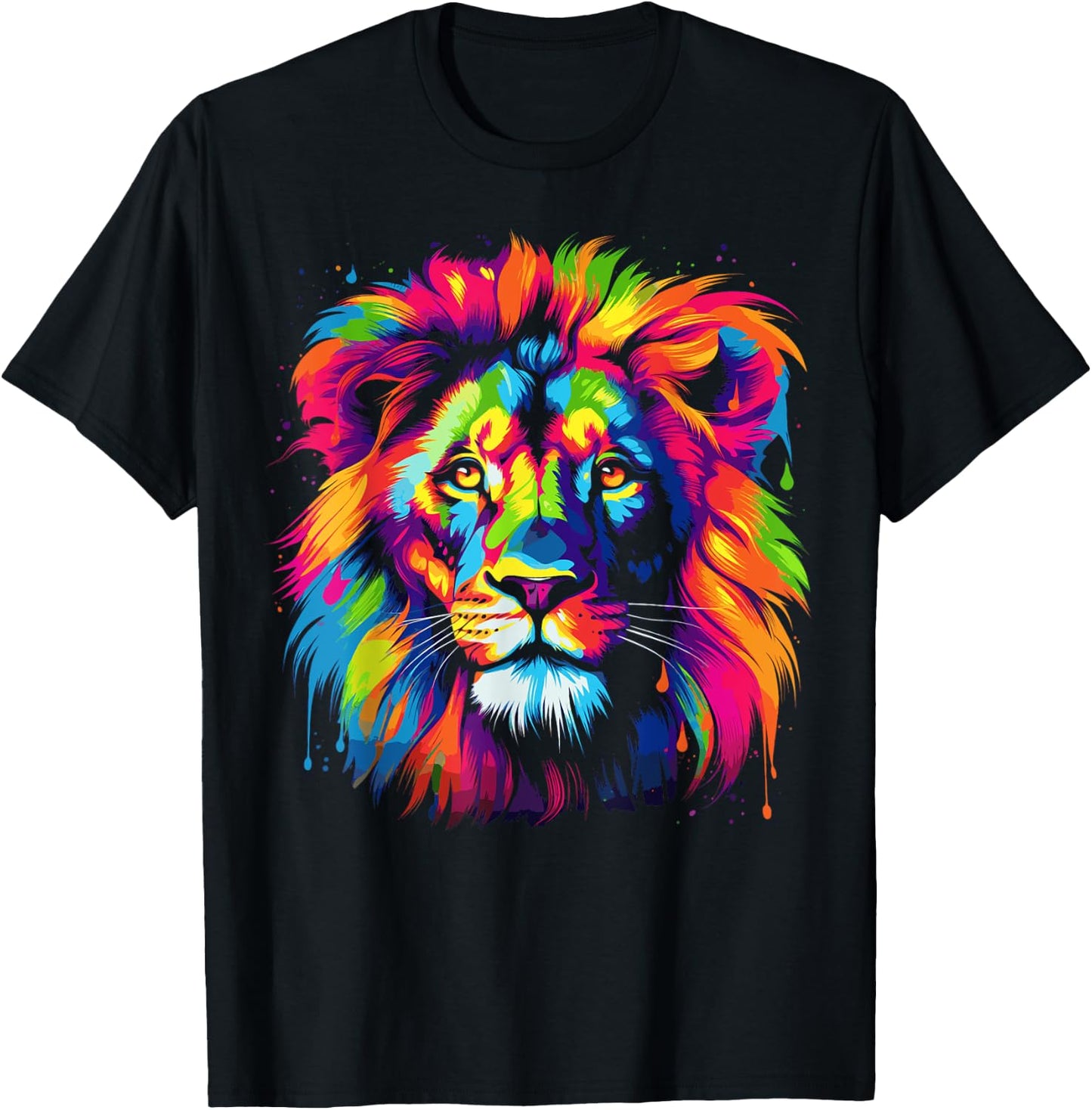 Rainbow Lion Shirt Men Women Boys Girls T-Shirt - T-Shirt | Black