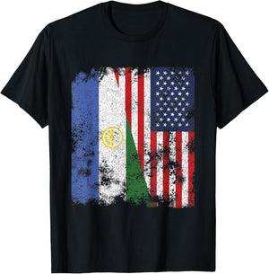 Bashkortostan USA Flag Distressed - Half American Women Kids Men T-Shirt - T-Shirt | Black