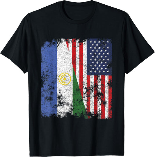 Bashkortostan USA Flag Distressed - Half American Women Kids Men T-Shirt - T-Shirt | Black