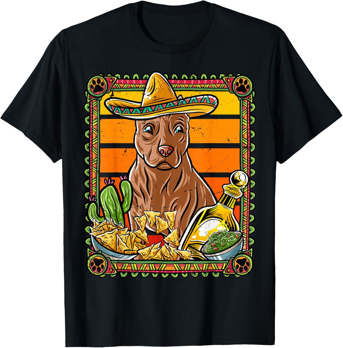 Pitbull Pittie Cinco De Mayo Mexican Sombrero Dog Nacho T-Shirt - T-Shirt | Black