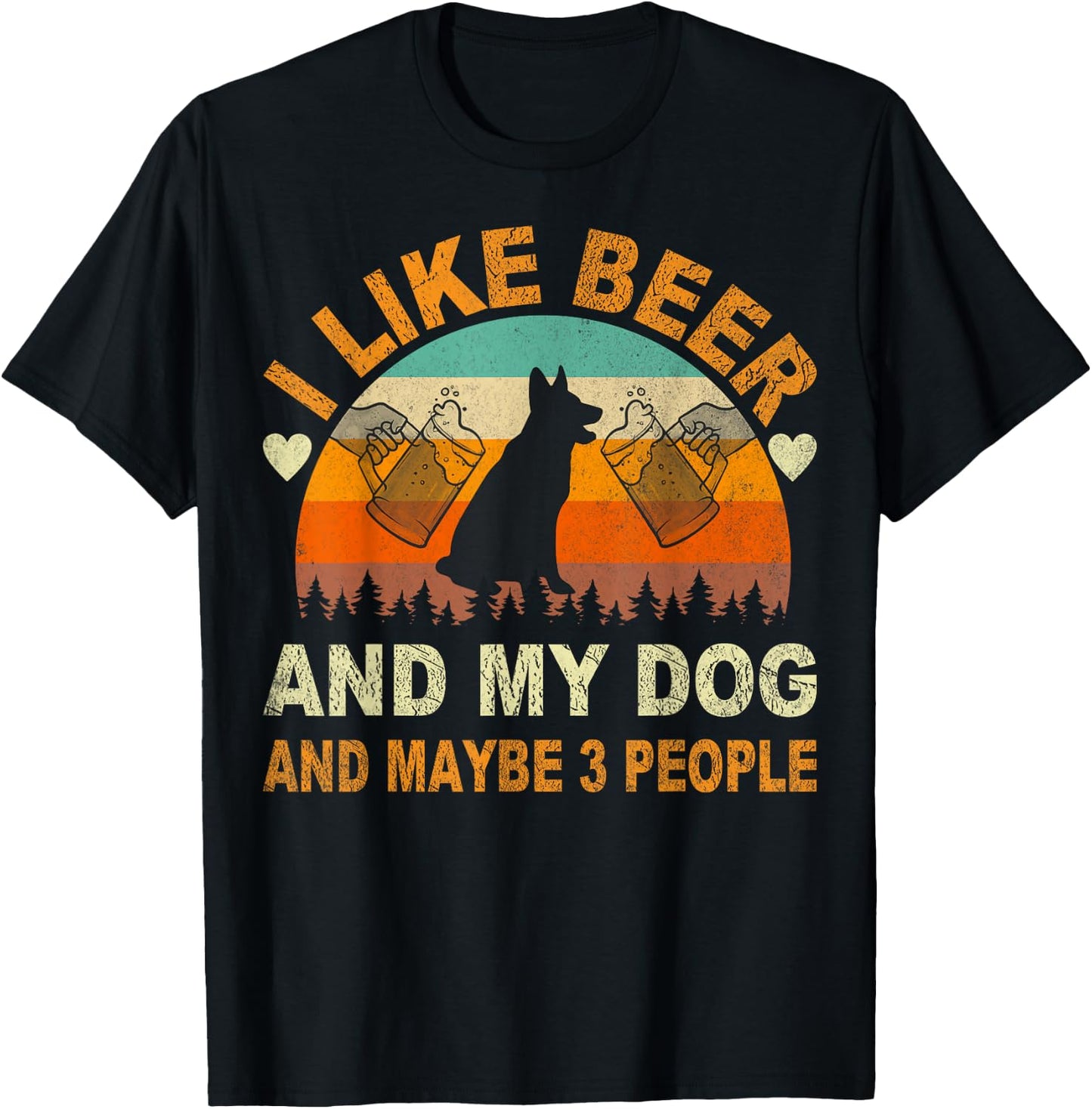 I Like Beer and My Dog And Maybe 3 People Funny Vintage Women T-Shirt - T-Shirt | Black