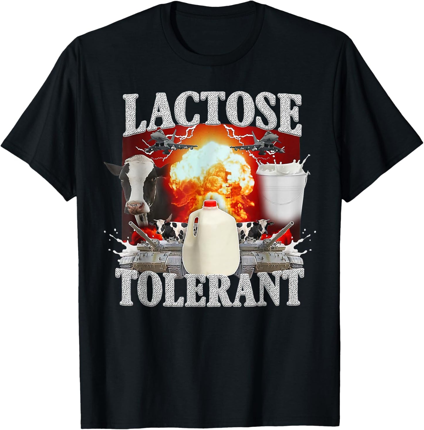 Lactose Tolerant Black Cotton , Men's Small, Classic Fit, Short Sleeve T-Shirt - T-Shirt | Black