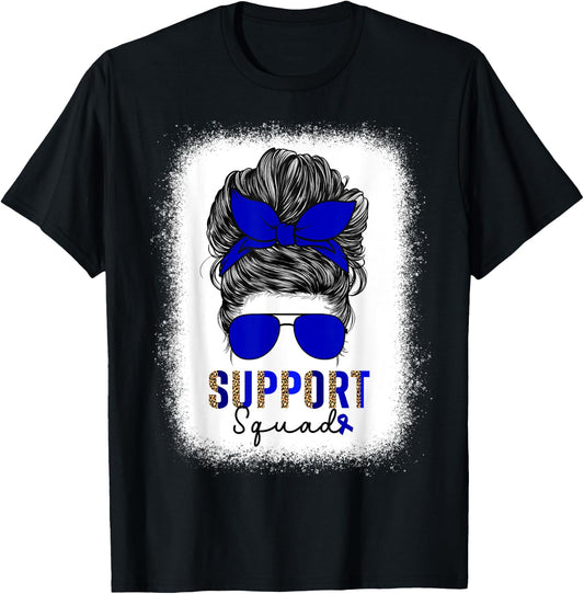 Support Squad Colorectal Colon Cancer Awareness T-Shirt - T-Shirt | Black
