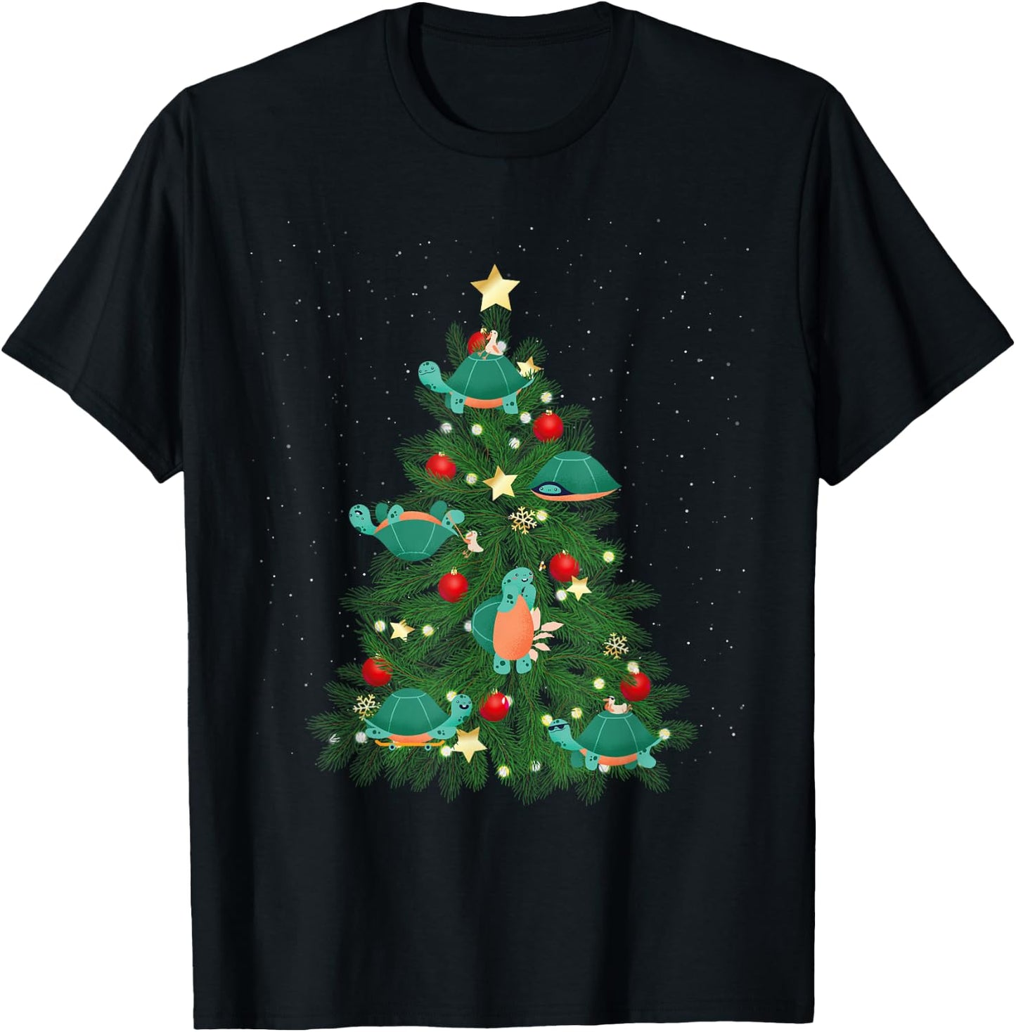 Sea Turtle Tortoise Christmas Tree T-Shirt - T-Shirt | Black