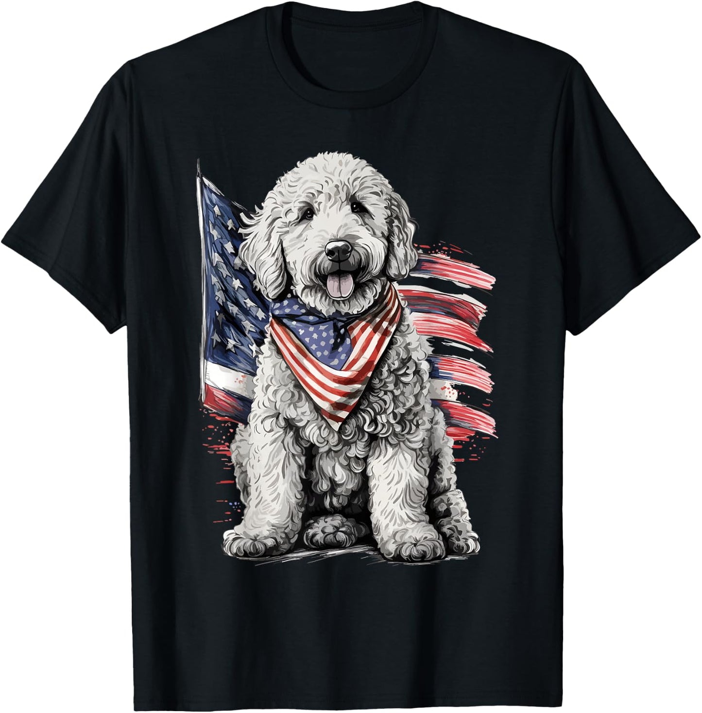 Goldendoodle 4th of July Patriotic Golden Doodle Dog T-Shirt - T-Shirt | Black