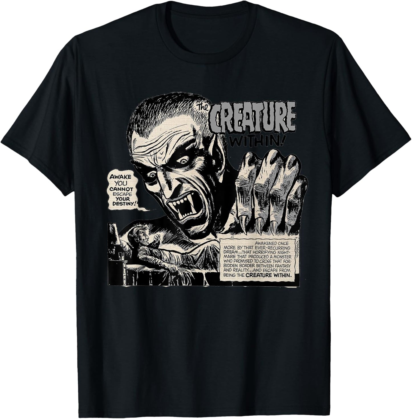 Retro Horror Movie Monster Vampire Vintage Halloween Dracula T-Shirt - T-Shirt | Black