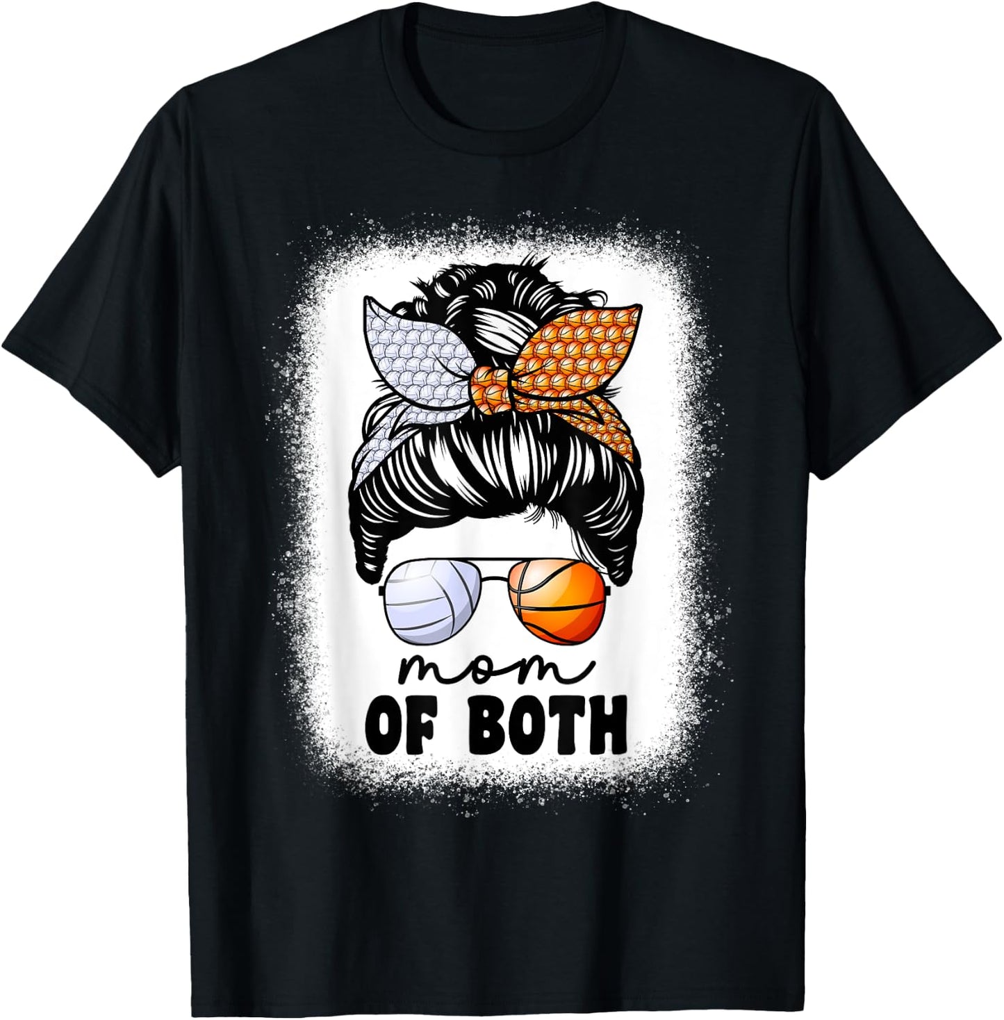 Mom Of Both Volleyball And Basketball Mom Mama T-Shirt - T-Shirt | Black