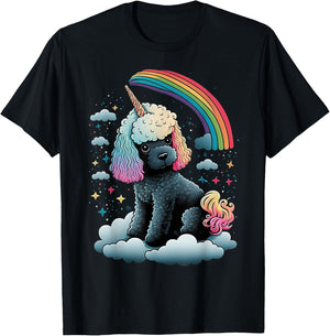 Toy Poodle Unicorn on Rainbow Unicorn Poodle T-Shirt - T-Shirt | Black