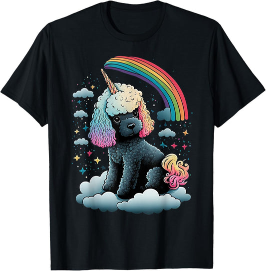 Toy Poodle Unicorn on Rainbow Unicorn Poodle T-Shirt - T-Shirt | Black