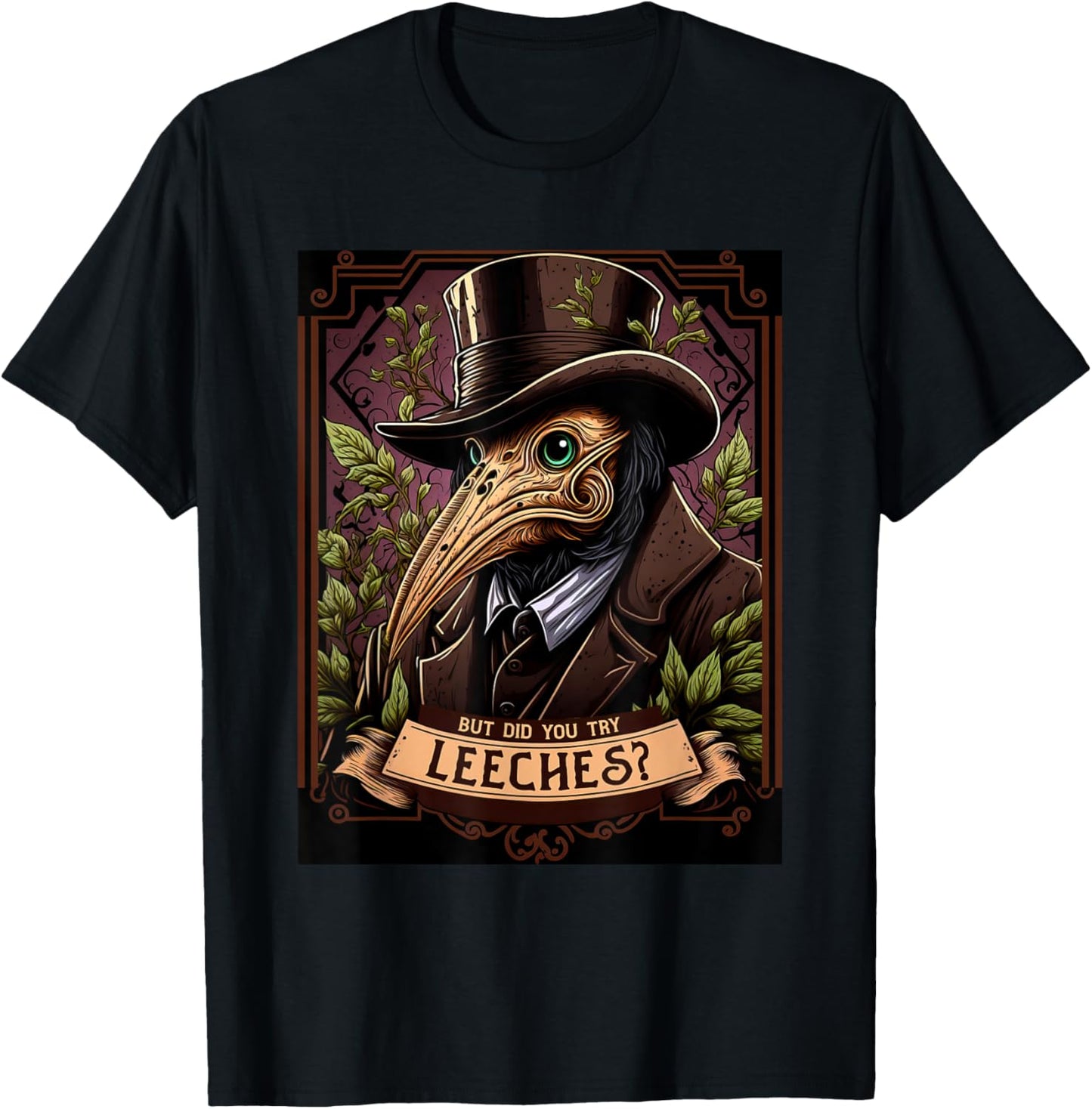 The Leech-Bearing Plague Doctor - Middle Ages Medical Retro T-Shirt - T-Shirt | Black
