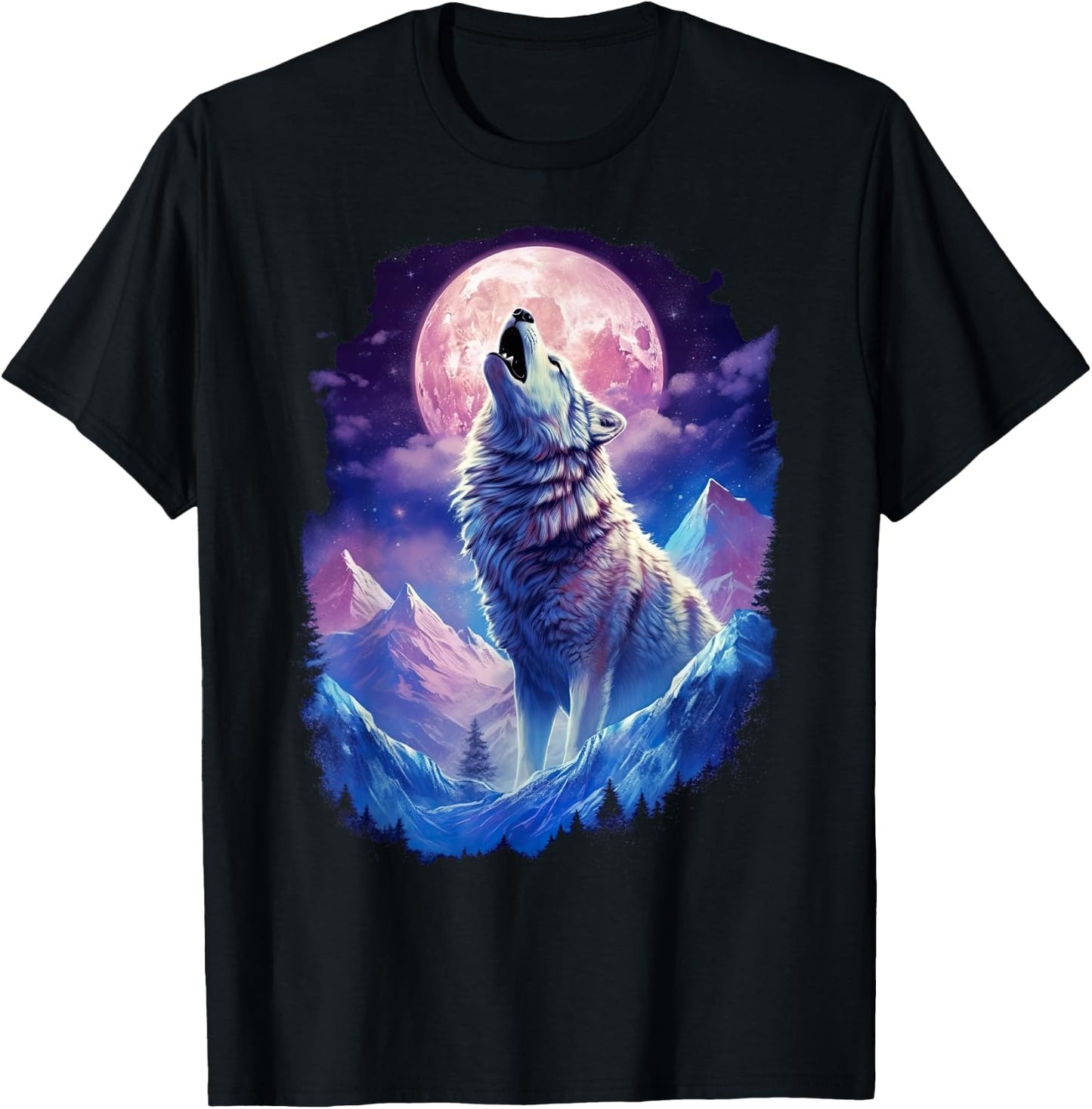 Wolf Moon Howling Funny Wolves pack of wolves T-Shirt - T-Shirt | Black