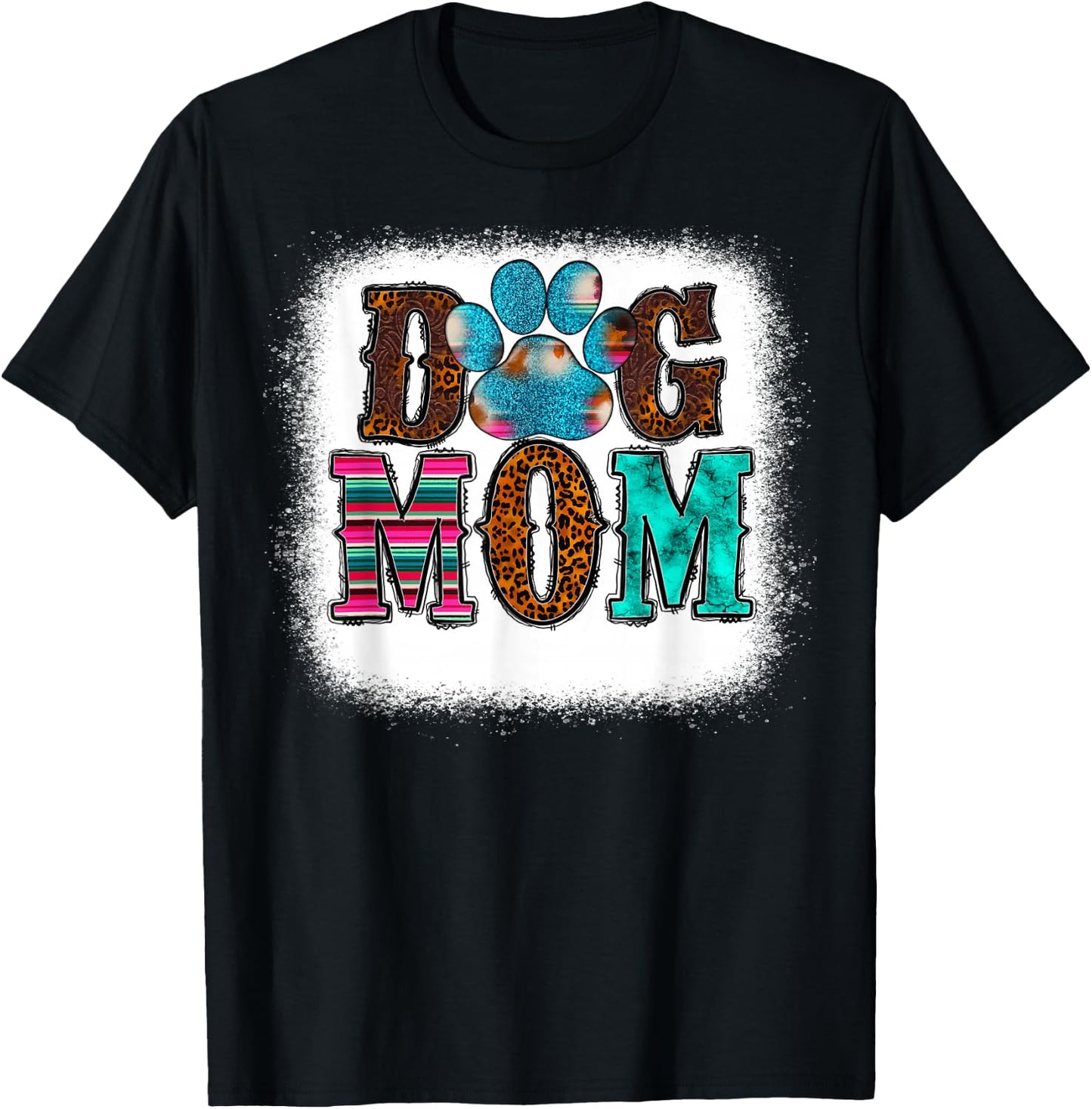 Women Tie Dye Leopard Dog Mama for Mom Mother's Day Dog love T-Shirt - T-Shirt | Black