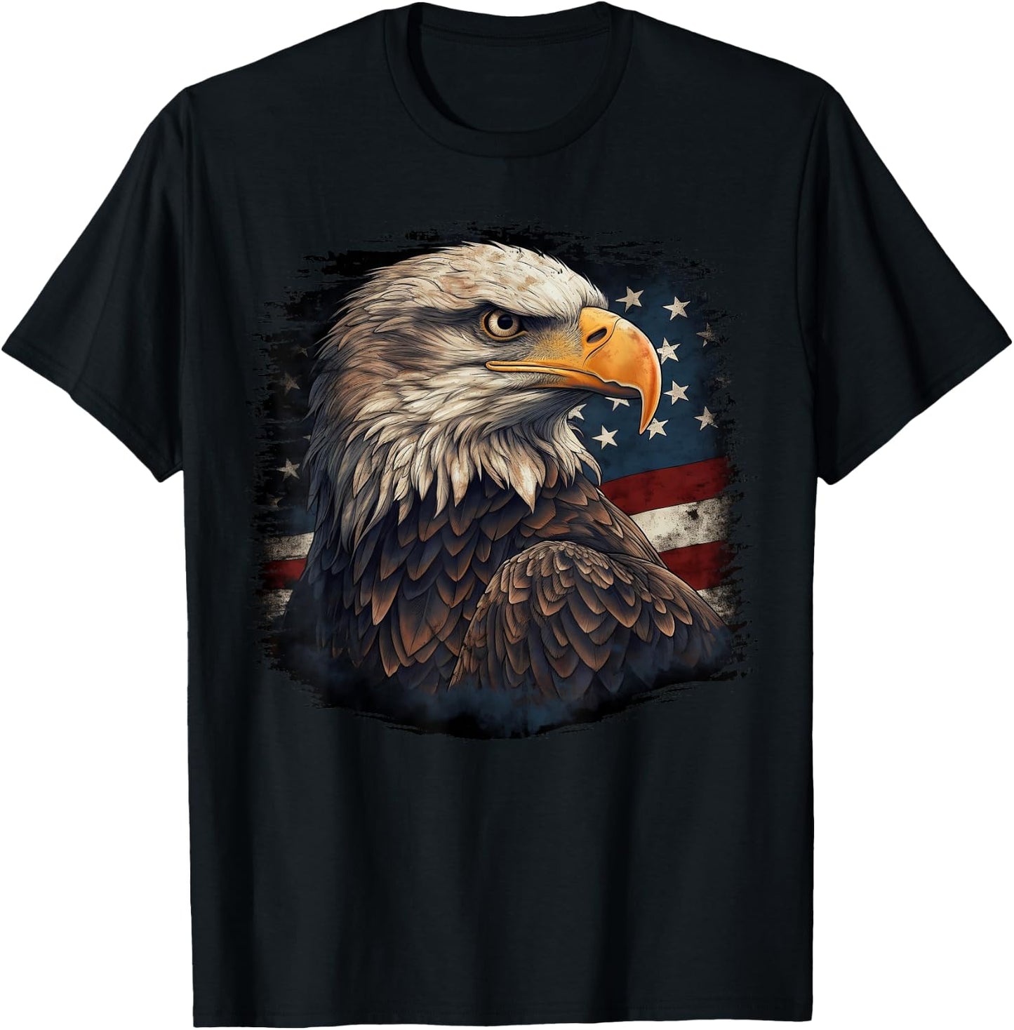 Bald Eagle US American Flag 4th of July Proud Patriotic T-Shirt - T-Shirt | Black