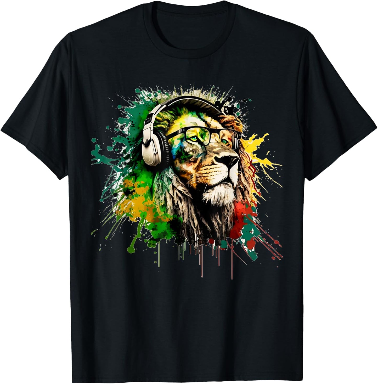 Rasta Lion Stylish Rastafari Design Reggae & Jamaica Vibes T-Shirt - T-Shirt | Black