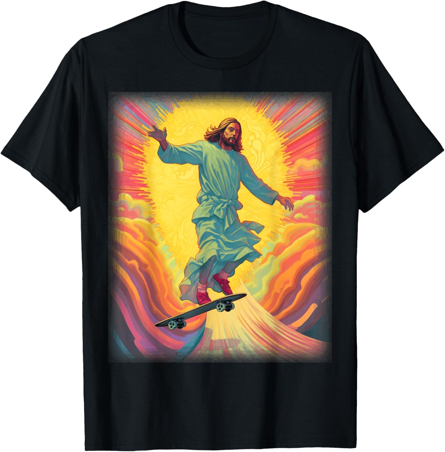 Jesus Skateboarder Heaven Skateboard Christian Skateboarding T-Shirt - T-Shirt | Black