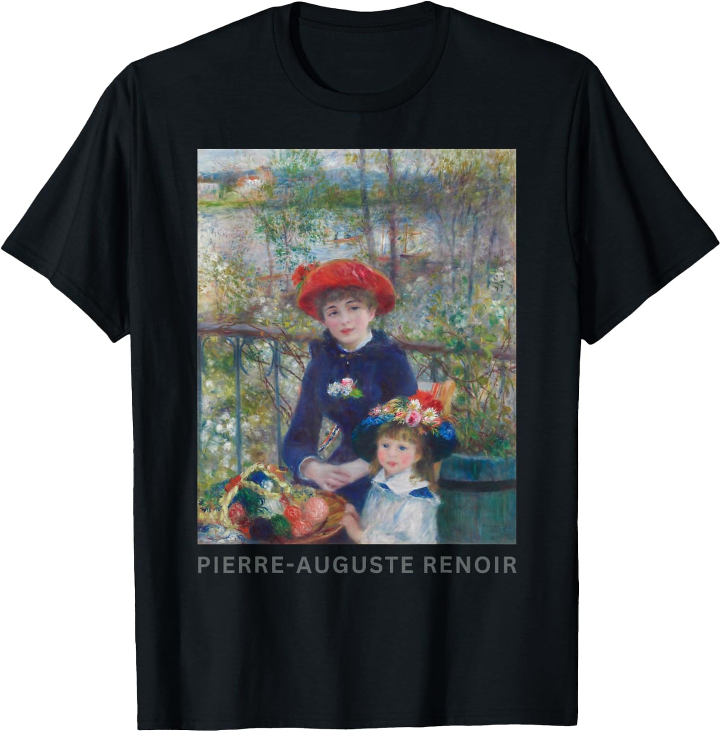 Renoir Two Sisters On the Terrace Fine Art T-Shirt - T-Shirt | Black