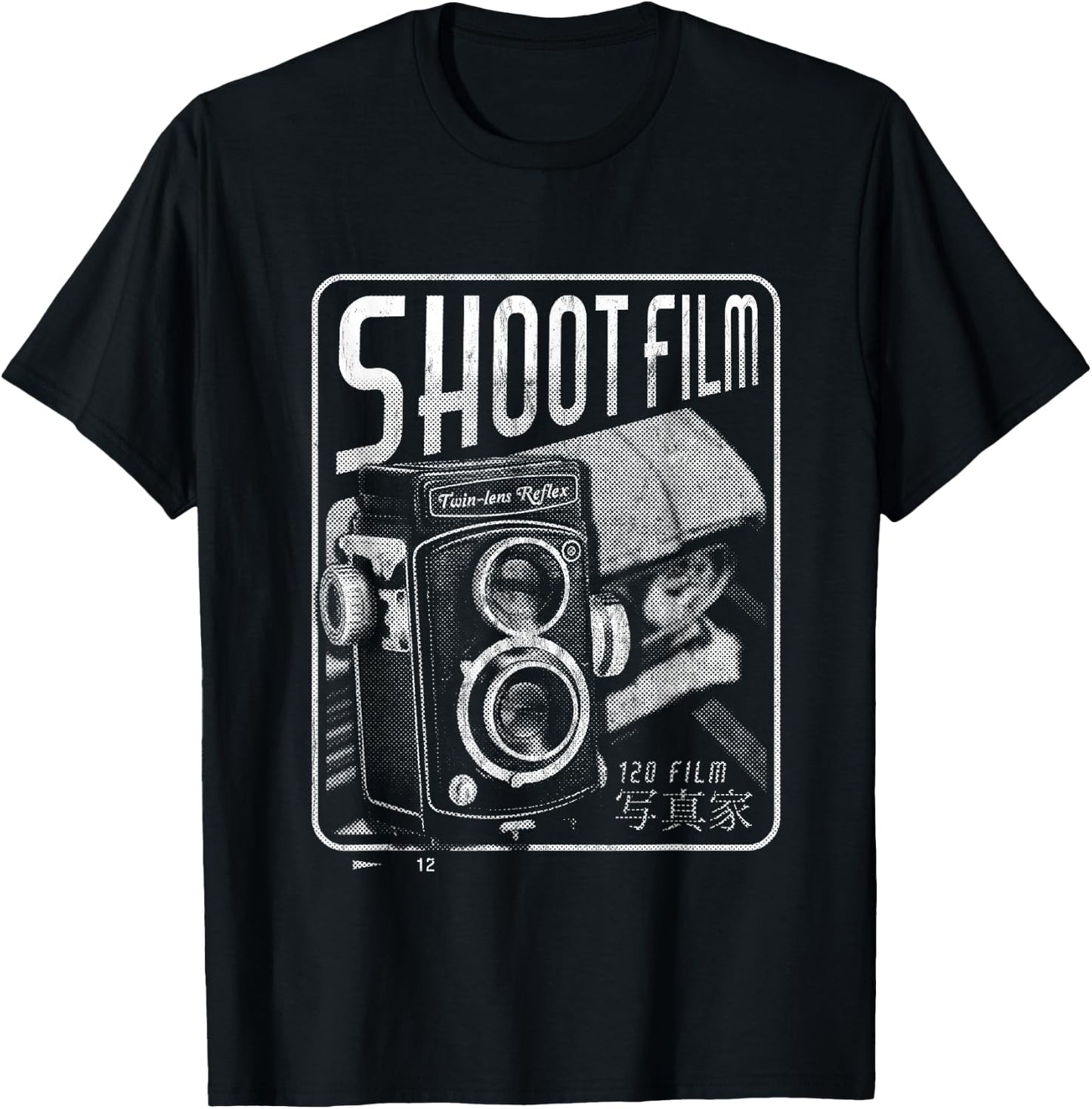 Shoot Film Medium Format Vintage Camera Analogue Photography T-Shirt - T-Shirt | Black