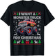 Kids I Want a Monster Truck for Christmas Ugly Sweater Truck T-Shirt - T-Shirt | Black