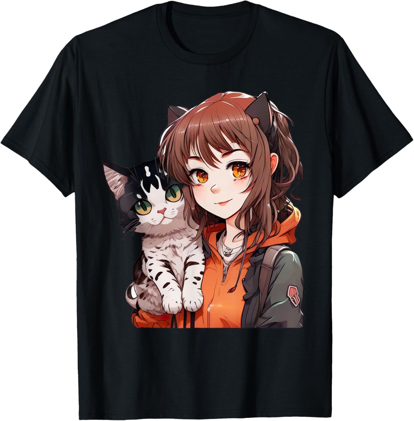 Anime and Cats Lover for Teen Manga kawaii Graphic Otaku T-Shirt - T-Shirt | Black