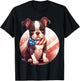 Brown Boston Terrier Puppy Dog American Flag 4th of July T-Shirt - T-Shirt | Black