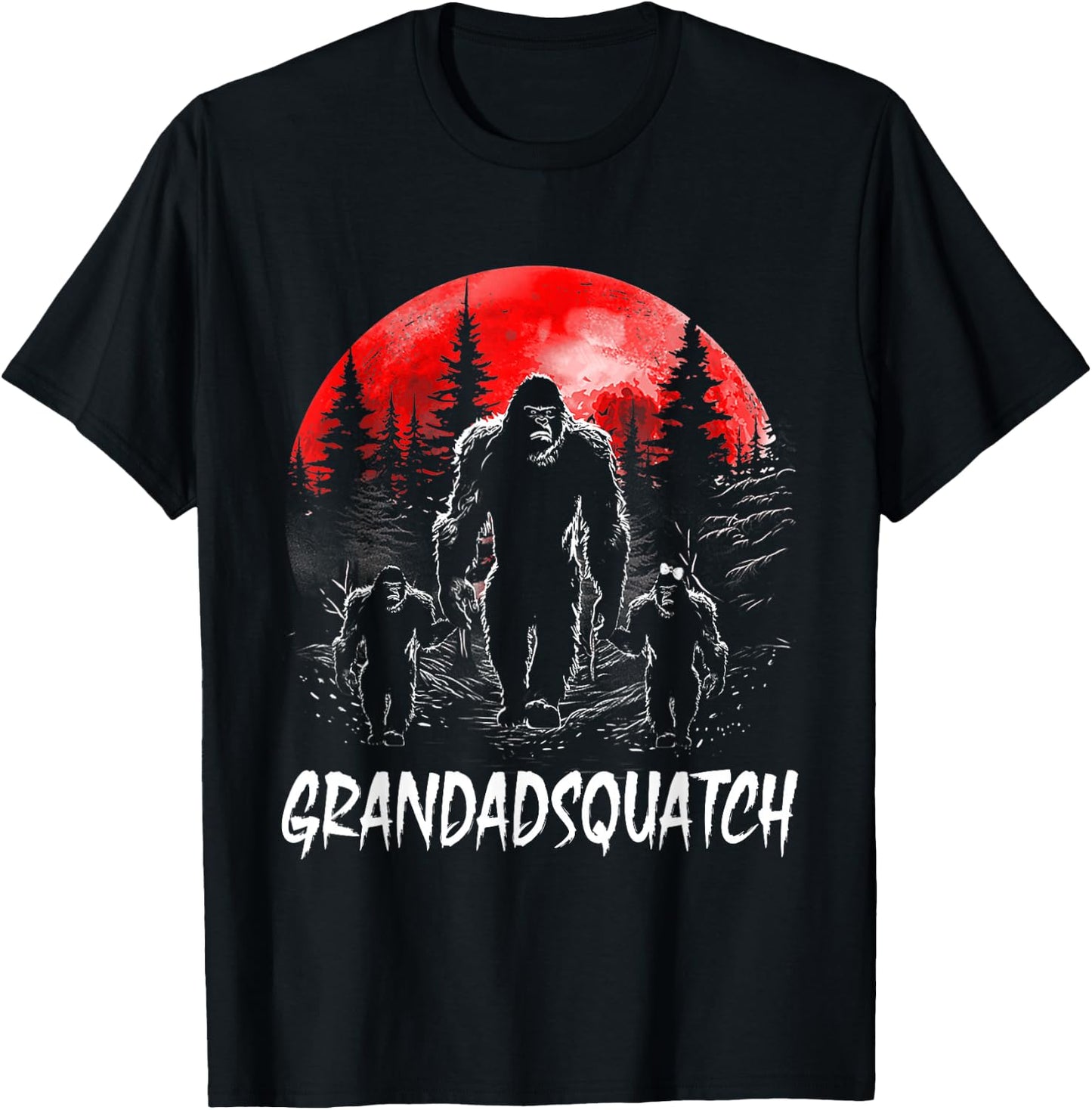 Grandad Squatch Funny Bigfoot Dad Sasquatch Yeti Fathers day T-Shirt - T-Shirt | Black